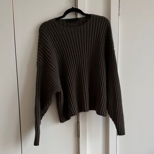 Essentials Women's Ribbed Crew Neck Sweater - Deep olive